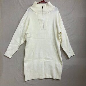Unbranded Women's XL Off White 1/4 Zip Pullover Ribbed Sweater Dress Acrylic